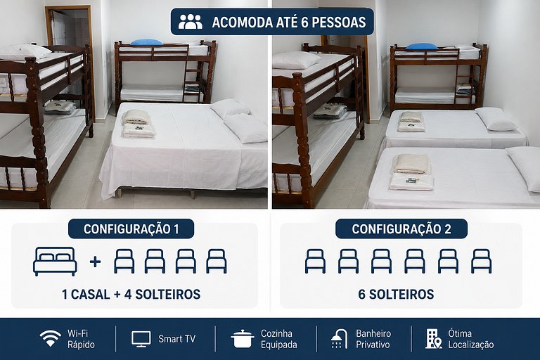 Loft 3 Próximo ao Centro e Shopping até 6 Pessoas